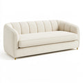 Canapé 3 places 220 cm en tissu texturé crème style arrondi pour salon