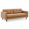 Canapé 2 places 170 cm en revêtement aspect cuir camel style moderne capitonné