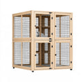 Cage pour chat 141 x 71 x 177 cm en bois naturel et métal à roulettes à deux niveaux