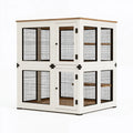 Cage intérieure pour animaux 122 x 61 x 122 cm en bois blanc et grillage métal - à deux niveaux