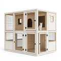 Enclos pour chat 120 x 60 x 120 cm en bois blanc avec grille métallique à deux niveaux