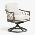 Fauteuil pivotant 80 x 78 x 90 cm en métal et corde gris anthracite et beige style contemporain