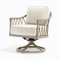 Fauteuil de jardin pivotant 76 x 82 x 92 cm en métal taupe et tissu écru style classique