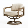 Fauteuil pivotant 76 x 78 x 82 cm en bois et tissu beige style contemporain