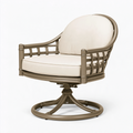 Fauteuil pivotant 82 x 78 x 92 cm en métal taupe et tissu écru - style classique
