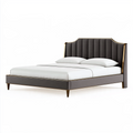 Lit 160 x 200 cm en tissu gris anthracite - tête de lit capitonnée style contemporain