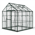 Serre de jardin 190 x 190 x 195 cm en aluminium anthracite avec panneaux transparents et lucarne