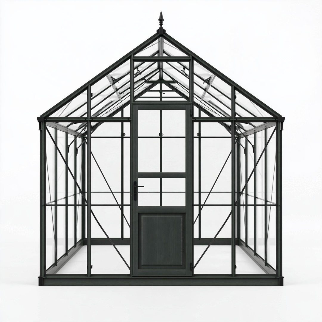 Serre de jardin 190 x 190 x 250 cm en aluminium et verre noir style victorien